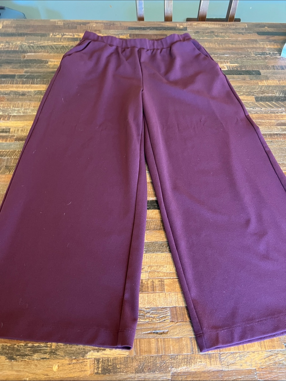 LOFT Wide-Leg Pull-On Pants in Plum